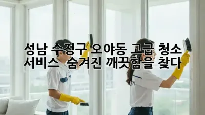 💎 성남 수정구 오야동 고급 청소 서비스: ✨ 숨겨진 깨끗함을 찾다!